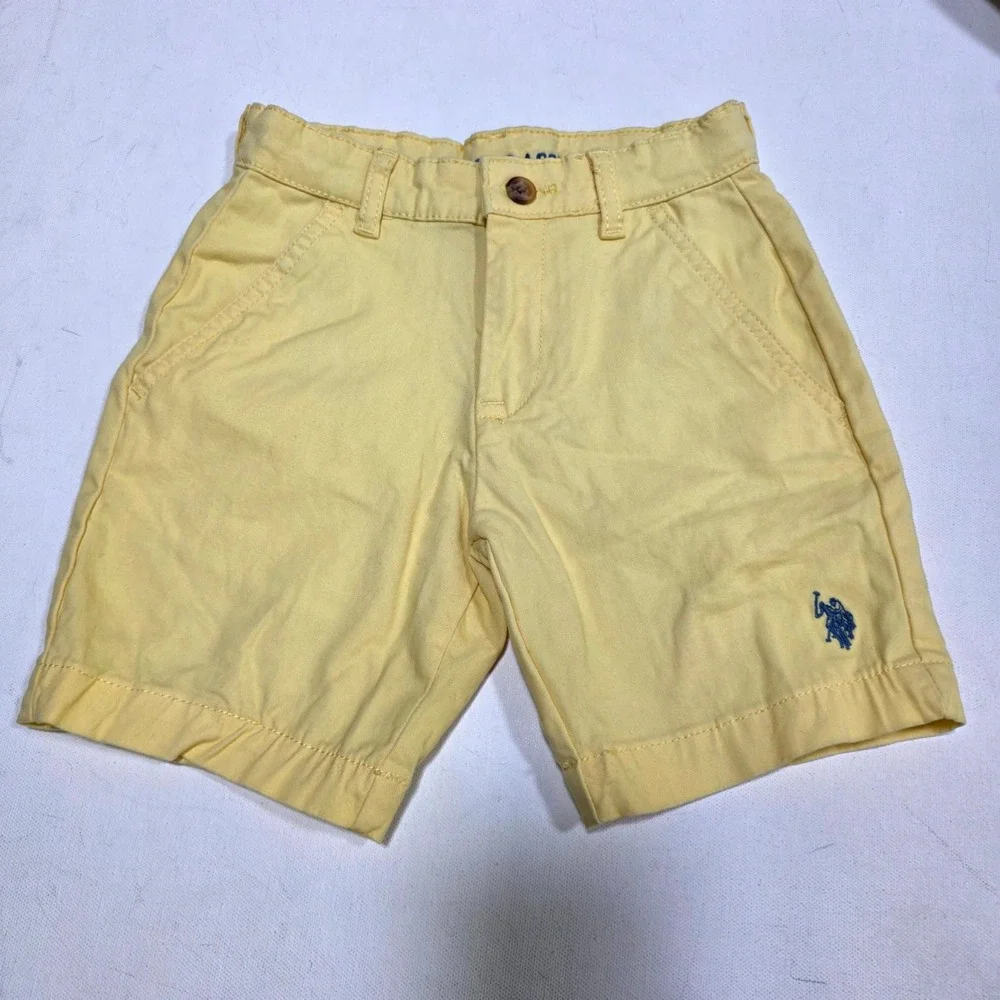 U.S. Polo Assn. Chino Shorts Boys 6 Yellow Embroidered Logo Twill Casual Summer